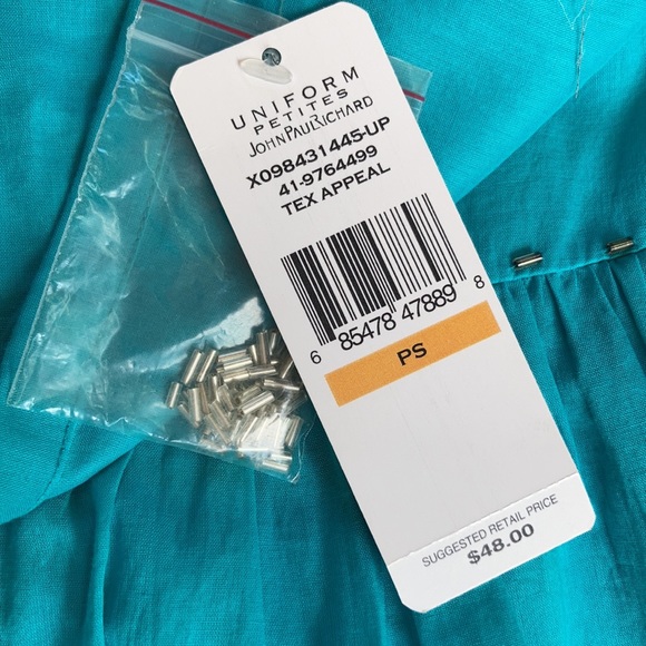 Teal cotton beaded cotton boho skirt - Picture 5 of 6